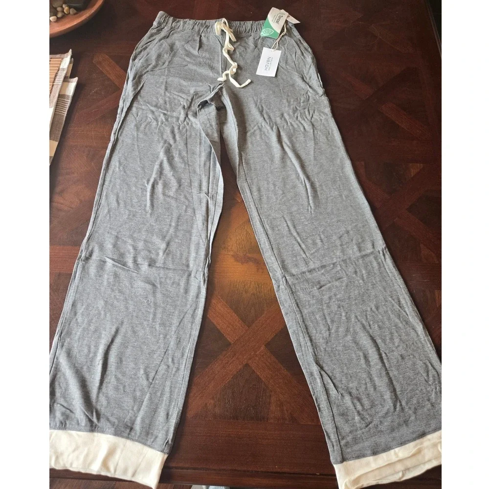 Haven Well Within Tencel Lyocell‎ Wide Leg Lounge Pants Gray Cream XS NWT